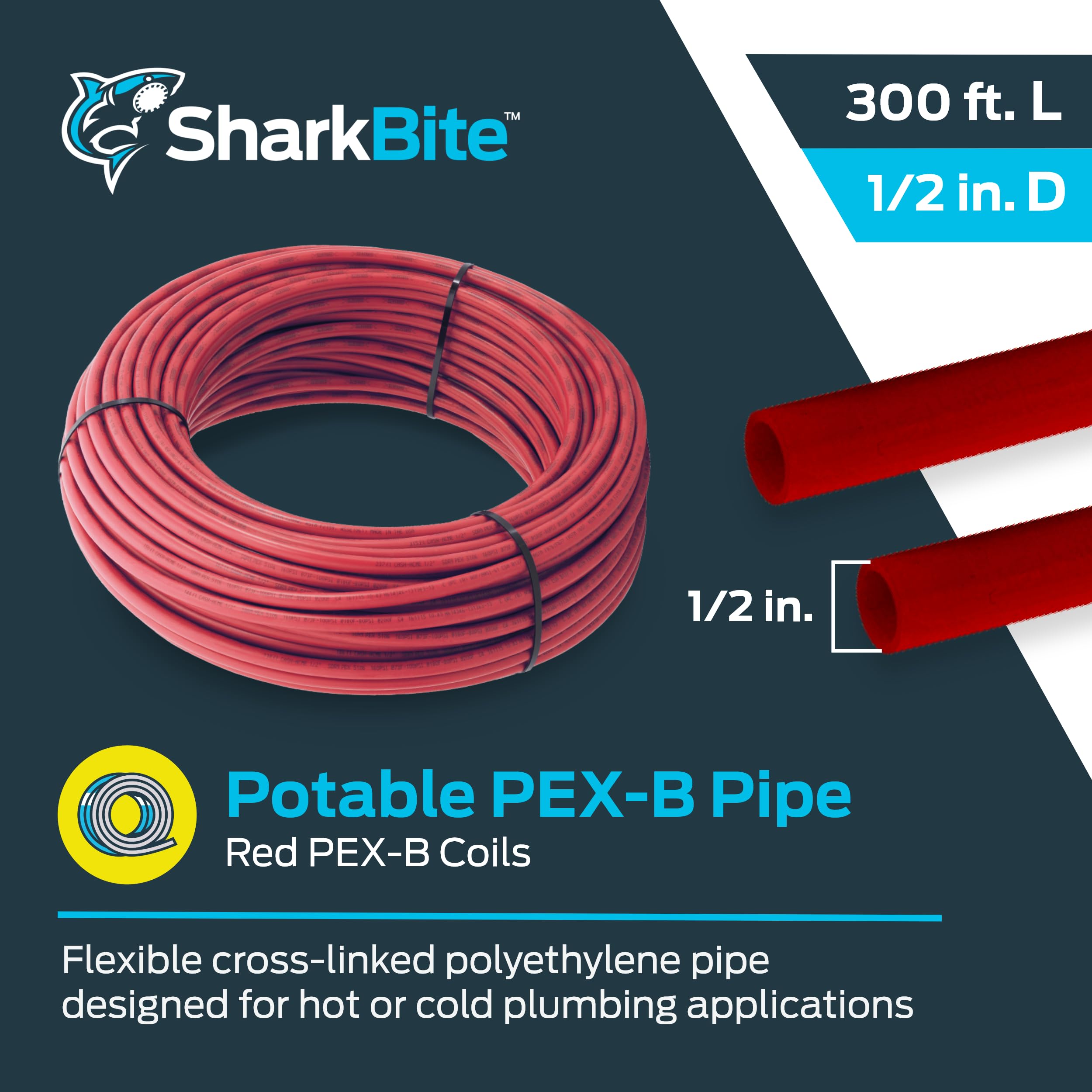 Amazon.com: SharkBite 1/2 Inch x 300 Feet Red PEX-B, PEX Pipe